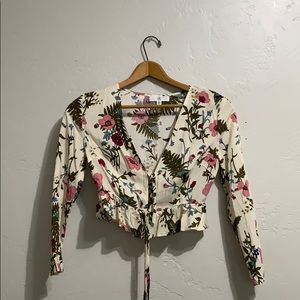 asos cropped floral shirt